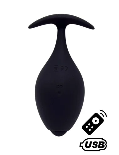 BABA, Plug vibrant anal noir USB, avec télécommande - BQ131BLK