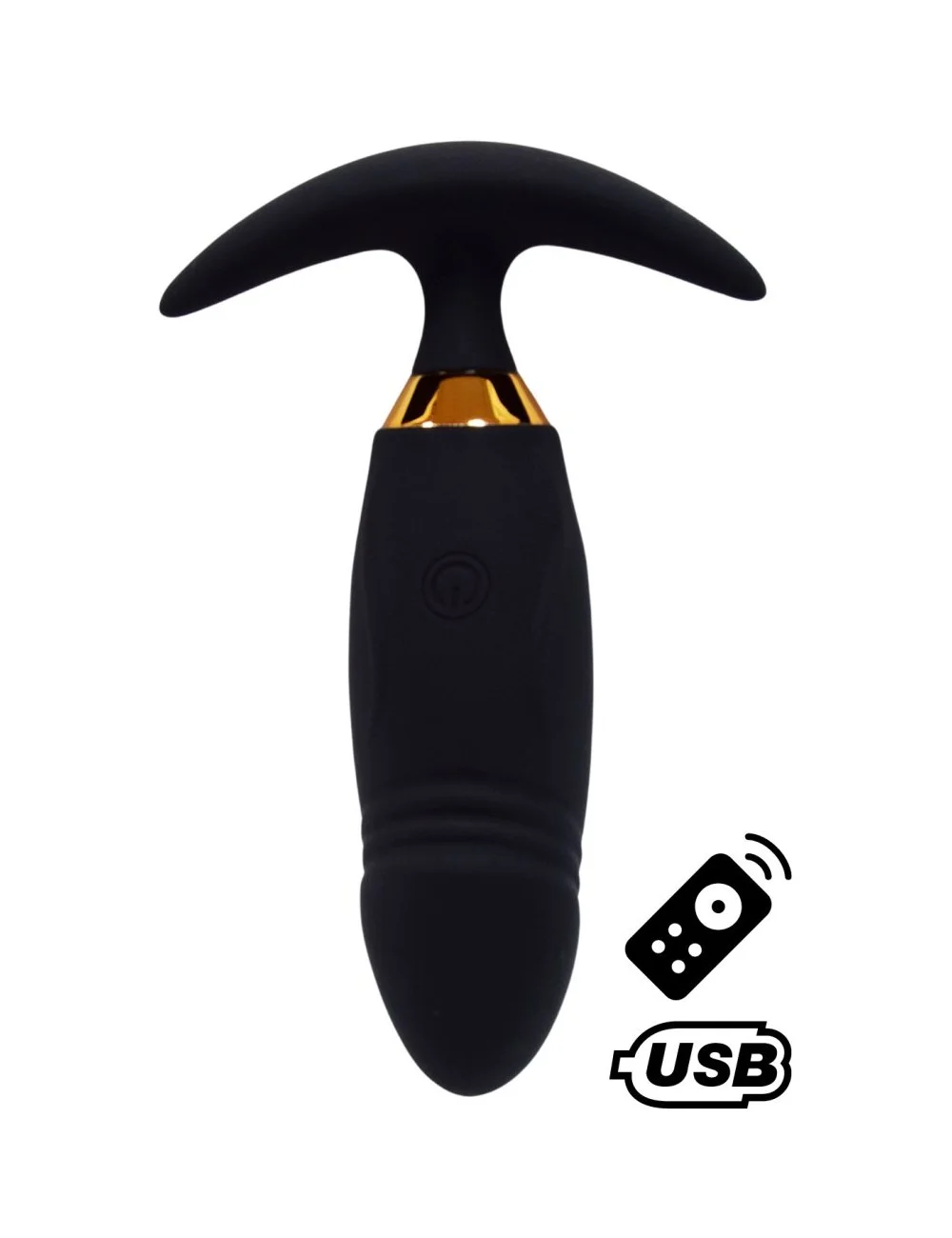 PEACH, Plug Vibrant noir long USB avec télécommande, dans un silicone médical doux et lisse - B72BLK PEACH, Plug Vibrant noir long USB avec télécommande, dans un silicone médical doux et lisse - B72BLK