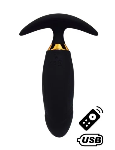PEACH, Plug Vibrant noir long USB avec télécommande, dans un silicone médical doux et lisse - B72BLK