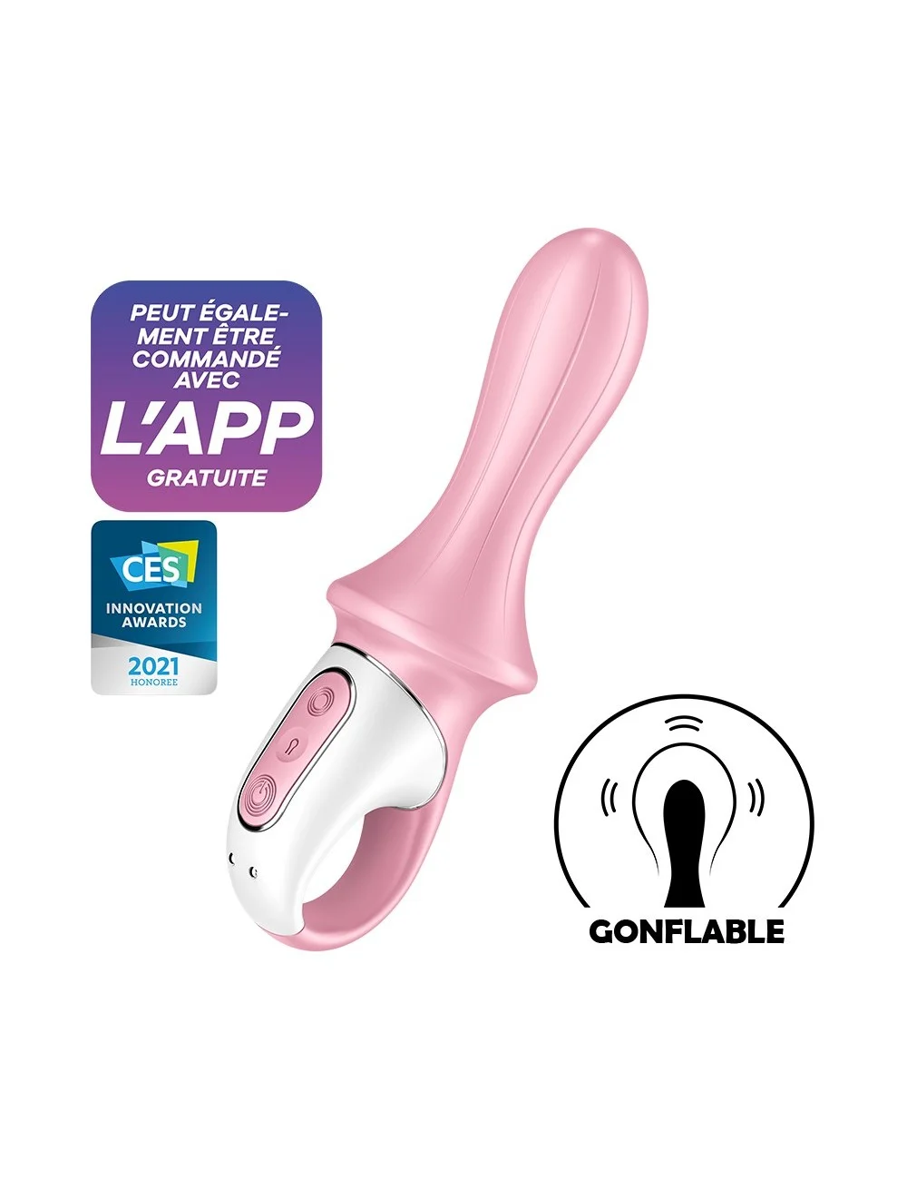 Vibromasseur anal gonflant connecté rose USB Air Pump Booty 5 Satisfyer - CC597803 Vibromasseur anal gonflant connecté rose USB Air Pump Booty 5 Satisfyer - CC597803