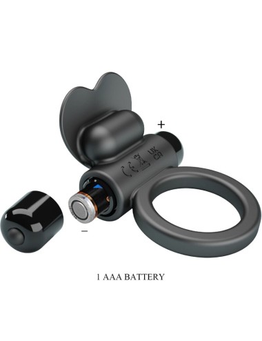 PRETTY LOVE - BAGUE VIBRANTE DEBONAIRE LAPIN 10 VIBRATIONS NOIRE