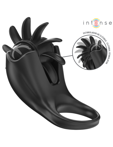 INTENSE - MABEL ANNEAU VIBRANT 10 VIBRATIONS AVEC STIMULATEUR DE CLITORIS NOIR