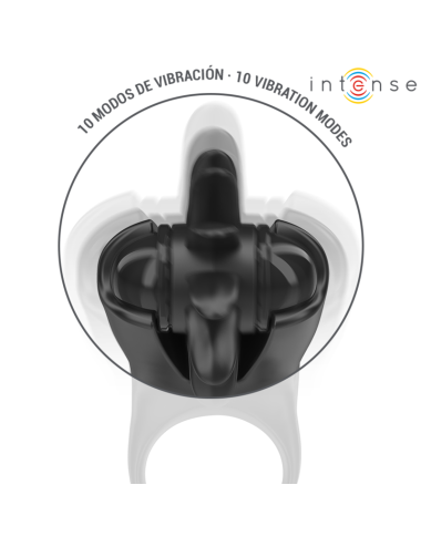 INTENSE - MABEL ANNEAU VIBRANT 10 VIBRATIONS AVEC STIMULATEUR DE CLITORIS NOIR