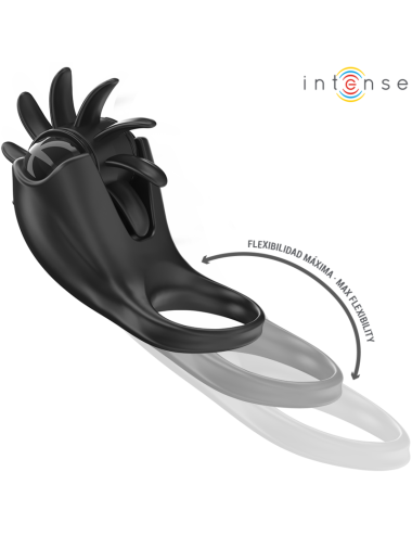 INTENSE - MABEL ANNEAU VIBRANT 10 VIBRATIONS AVEC STIMULATEUR DE CLITORIS NOIR