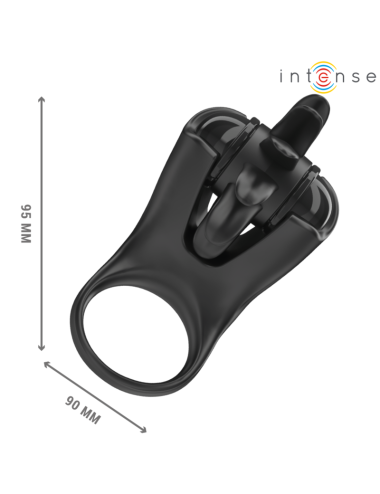 INTENSE - MABEL ANNEAU VIBRANT 10 VIBRATIONS AVEC STIMULATEUR DE CLITORIS NOIR