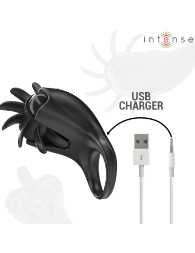 INTENSE - MABEL ANNEAU VIBRANT 10 VIBRATIONS AVEC STIMULATEUR DE CLITORIS NOIR
