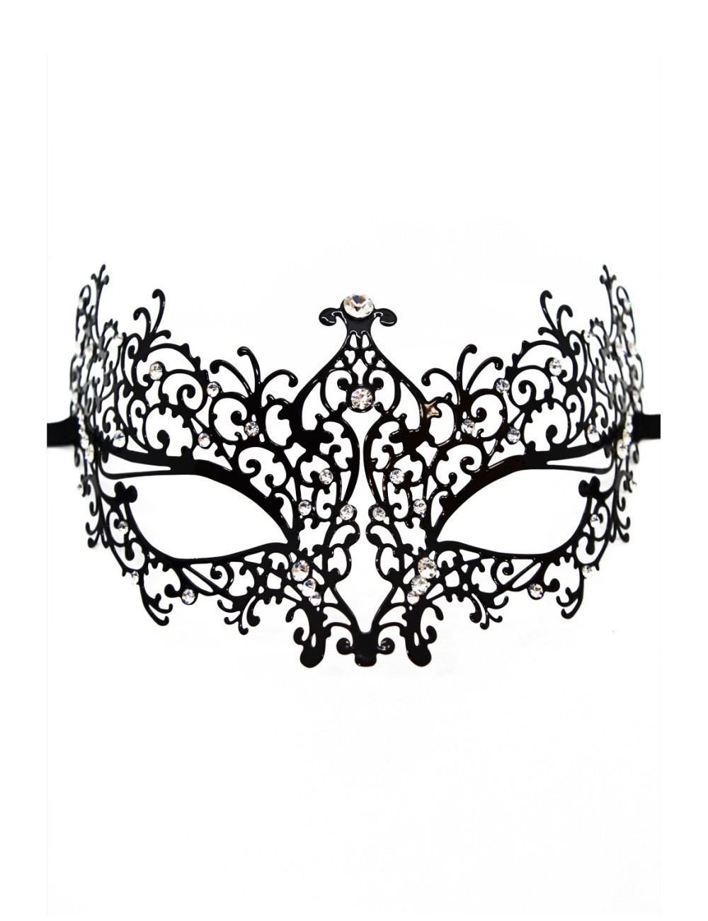 Masque vénitien Chiara rigide noir avec strass - HMJ-016BK Masque vénitien Chiara rigide noir avec strass - HMJ-016BK