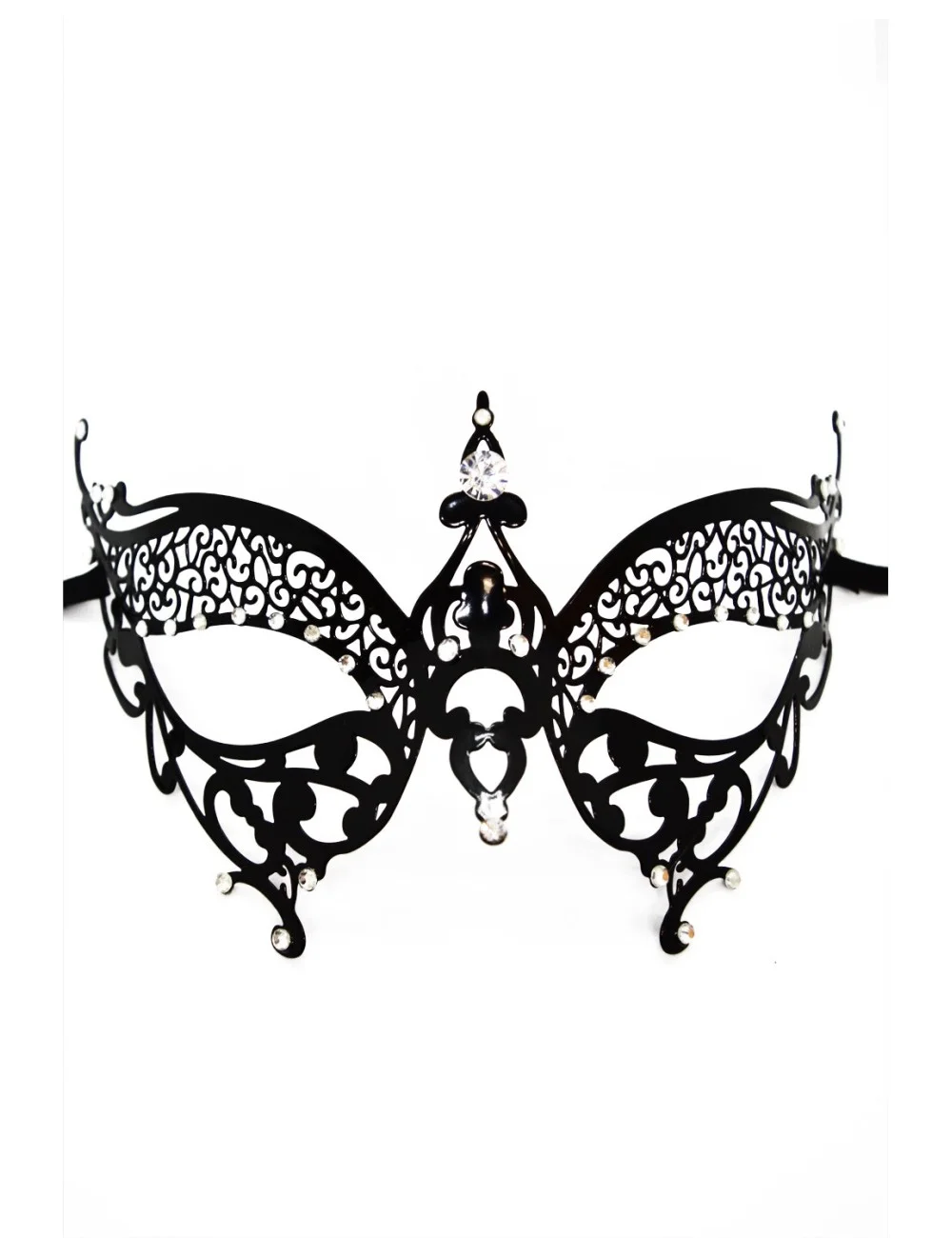 Masque vénitien Alida rigide noir avec strass - HMJ-026BK Masque vénitien Alida rigide noir avec strass - HMJ-026BK