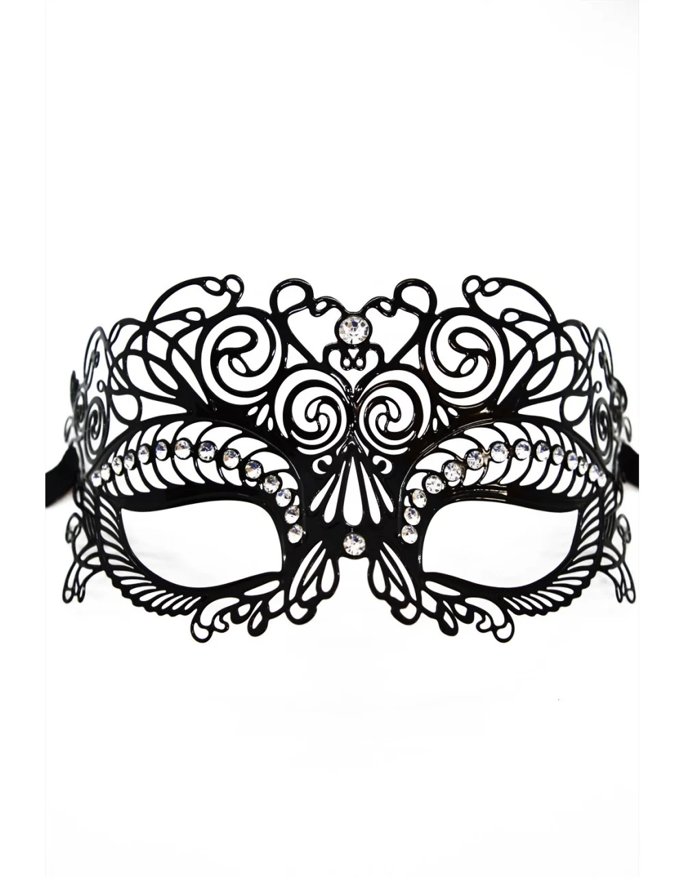 Masque vénitien Giulia rigide noir avec strass - HMJ-035BK Masque vénitien Giulia rigide noir avec strass - HMJ-035BK