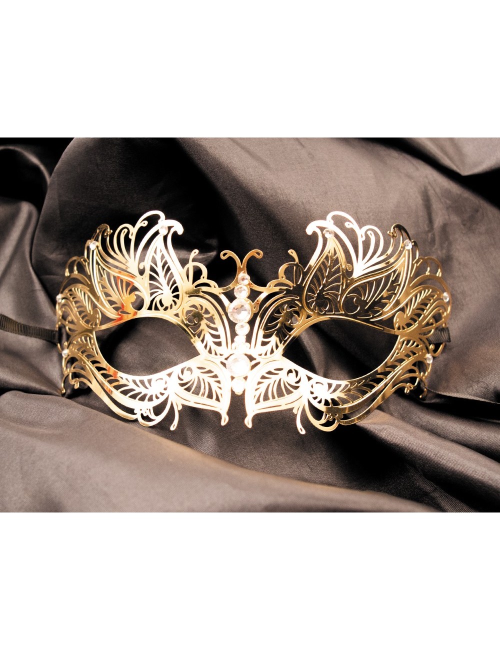 Masque vénitien Greta rigide doré avec strass - HMJ-005B Masque vénitien Greta rigide doré avec strass - HMJ-005B