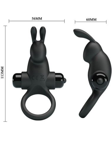 PRETTY LOVE - ANNEAU VIBRANT + STIMULATEUR DE CLITORIS RABBIT 10 VIBRATIONS NOIR