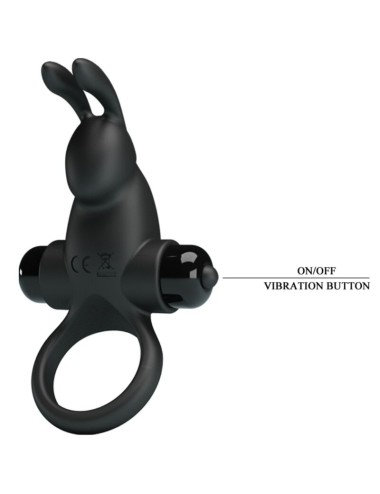 PRETTY LOVE - ANNEAU VIBRANT + STIMULATEUR DE CLITORIS RABBIT 10 VIBRATIONS NOIR