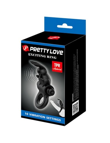 PRETTY LOVE - ANNEAU VIBRATEUR EXCITANT RABBIT 10 VIBRATIONS NOIR
