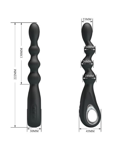 PRETTY LOVE - VIBRATEUR ANAL FEDERER 12 VIBRATIONS NOIR