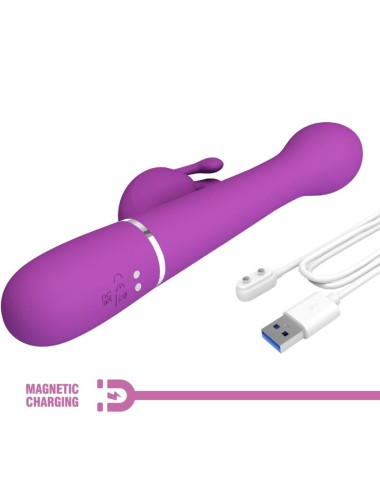 PRETTY LOVE - VIBRATEUR LAPIN MULTIFONCTION 3 EN 1 DEJON VIOLET