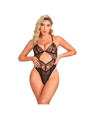 SUBBLIME - 955212 BODY TRANSPARENT AVEC DENTELLE CREUSE NOIRE S/M