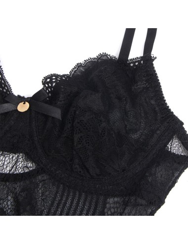 SUBBLIME - 955618 BODY EN DENTELLE AVEC FERMETURE EN BAS NOIR S/M