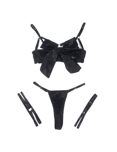 SUBBLIME - 955199 ENSEMBLE SOUTIEN-GORGE AVEC NŒUD NOIR RÉGLABLE S/M