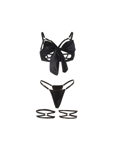 SUBBLIME - 955205 ENSEMBLE SOUTIEN-GORGE AVEC NŒUD NOIR RÉGLABLE L/XL