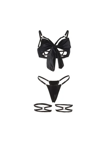 SUBBLIME - 955205 ENSEMBLE SOUTIEN-GORGE AVEC NŒUD NOIR RÉGLABLE L/XL