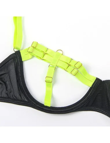 SUBBLIME - 955274 ENSEMBLE SOUTIEN-GORGE AVEC COLLIER ET DÉTAILS DE JAMBES VERT FLUORESCENT S/M