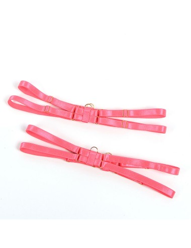 SUBBLIME - 955298 ENSEMBLE SOUTIEN-GORGE AVEC COLLIER ET DÉTAILS DE JAMBES ROSE FLUORESCENT S/M