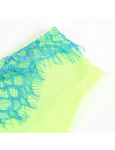 SUBBLIME - 955311 ENSEMBLE SOUTIEN-GORGE AVEC LIGNES DENTELLE ET JARRETELLE VERT ET BLEU S/M