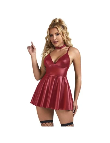 SUBBLIME - 955403 ROBE À BRETELLES EN CUIR BORDEAUX L/XL