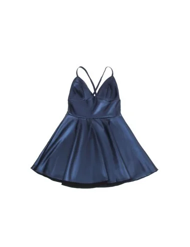 SUBBLIME - 955427 ROBE À BRETELLES EN CUIR BLEU L/XL