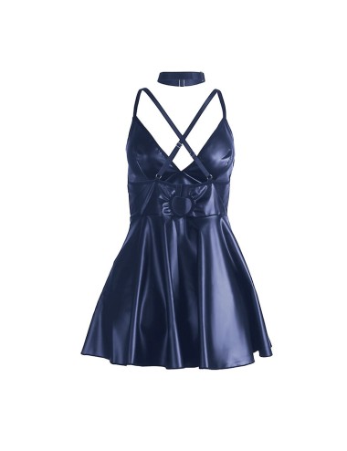 SUBBLIME - 955427 ROBE À BRETELLES EN CUIR BLEU L/XL