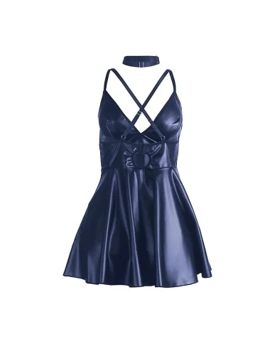 SUBBLIME - 955427 ROBE À BRETELLES EN CUIR BLEU L/XL