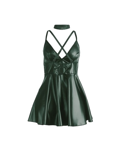 SUBBLIME - 955441 ROBE À BRETELLES EN CUIR VERT L/XL