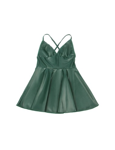 SUBBLIME - 955441 ROBE À BRETELLES EN CUIR VERT L/XL