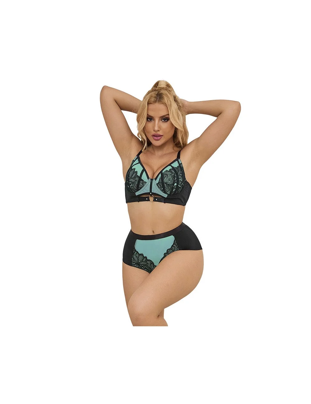 SUBBLIME - 955557 ENSEMBLE SOUTIEN-GORGE EN CUIR VERNI VERT AVEC FERMETURE ÉCLAIR S/M SUBBLIME - 955557 ENSEMBLE SOUTIEN-GORGE EN CUIR VERNI VERT AVEC FERMETURE ÉCLAIR S/M