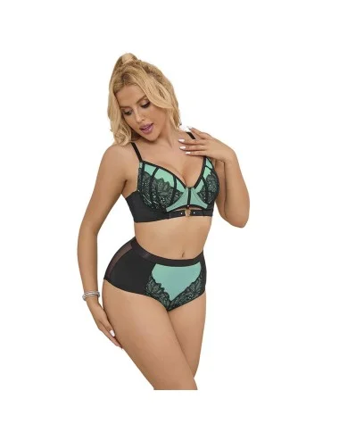 SUBBLIME - 955557 ENSEMBLE SOUTIEN-GORGE EN CUIR VERNI VERT AVEC FERMETURE ÉCLAIR S/M