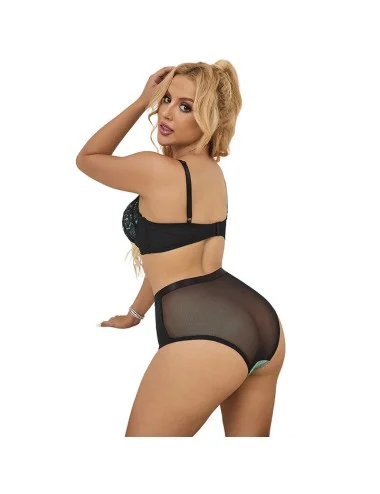 SUBBLIME - 955557 ENSEMBLE SOUTIEN-GORGE EN CUIR VERNI VERT AVEC FERMETURE ÉCLAIR S/M