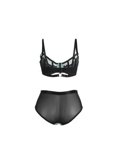 SUBBLIME - 955557 ENSEMBLE SOUTIEN-GORGE EN CUIR VERNI VERT AVEC FERMETURE ÉCLAIR S/M