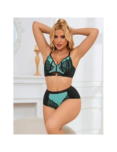 SUBBLIME - 955557 ENSEMBLE SOUTIEN-GORGE EN CUIR VERNI VERT AVEC FERMETURE ÉCLAIR S/M