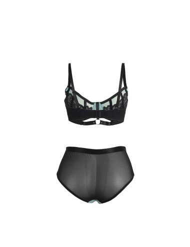 SUBBLIME - 955564 ENSEMBLE SOUTIEN-GORGE À FERMETURE ÉCLAIR EN CUIR VERNI VERT L/XL