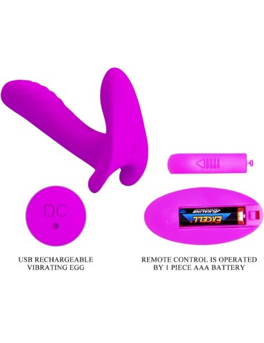 PRETTY LOVE - MASSEUR & VIBRATEUR 12 VIBRATIONS TÉLÉCOMMANDE VIOLET