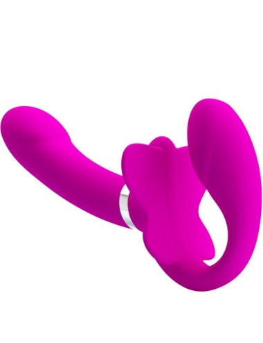 PRETTY LOVE - VIBRATEUR DOUBLE STRAP-ON VALERIE 12 VIBRATIONS VIOLET