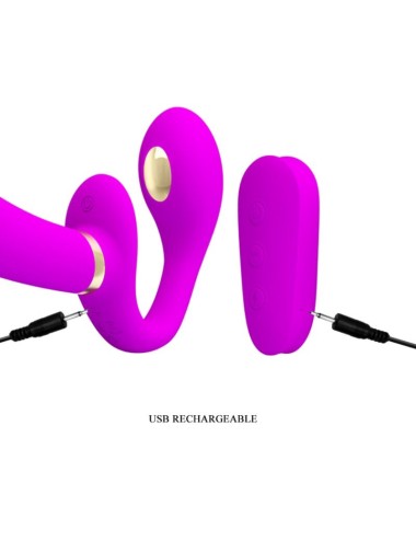 PRETTY LOVE - THUNDERBIRD DOUBLE VIBRATEUR STRAP-ON AVEC TÉLÉCOMMANDE VIOLET