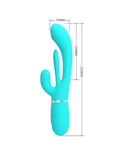 PRETTY LOVE - SHANIA TRIPLE RABBIT VIBRATEUR MULTIFONCTION 3 EN 1 BLEU
