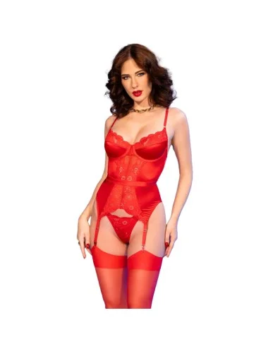 CHILIROSE - CR 4845 CORSET ET BAS ROUGE XL
