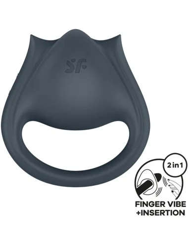 SATISFYER - PERFECT PAIR 2 MULTIVIBRATEUR 2 EN 1 ANNEAU PÉNIS ET STIMULATEUR DE DOIGTS GRIS