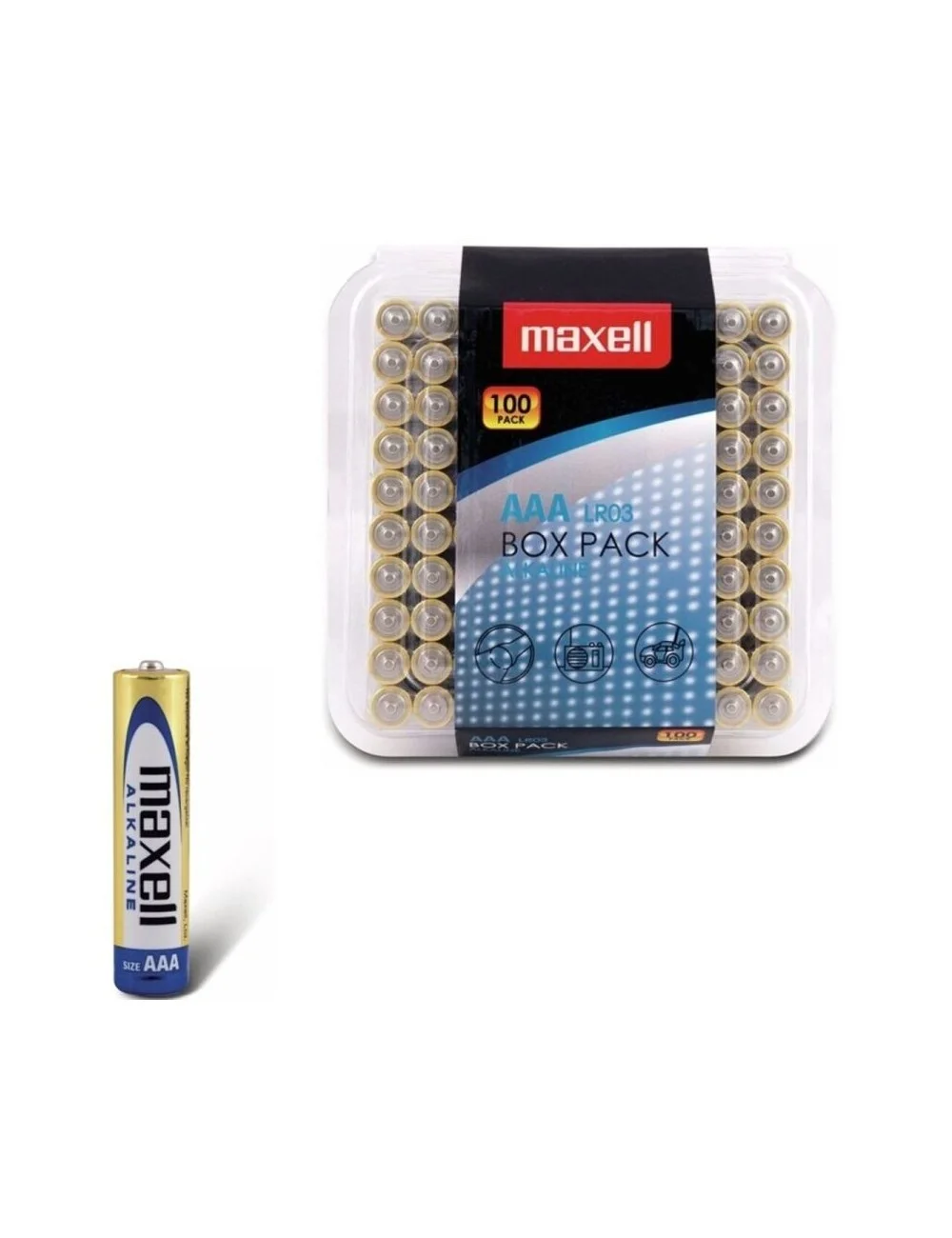 MAXELL - PACK DE PILES ALCALINES AAA LR03*100 PILES MAXELL - PACK DE PILES ALCALINES AAA LR03*100 PILES
