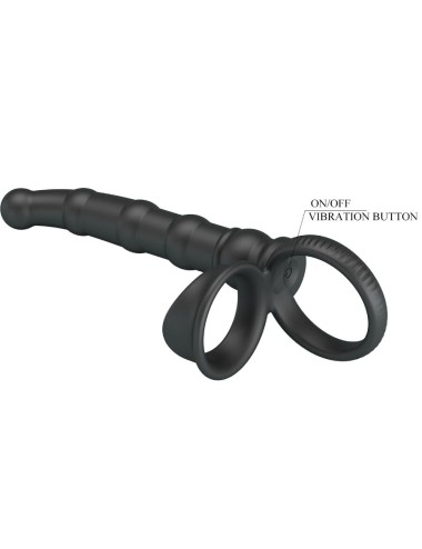 PRETTY LOVE - ANNEAU PÉNIS VIBRANT TATUM AVEC PLUG 10 VIBRATIONS NOIR