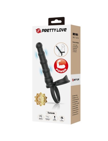 PRETTY LOVE - ANNEAU PÉNIS VIBRANT TATUM AVEC PLUG 10 VIBRATIONS NOIR