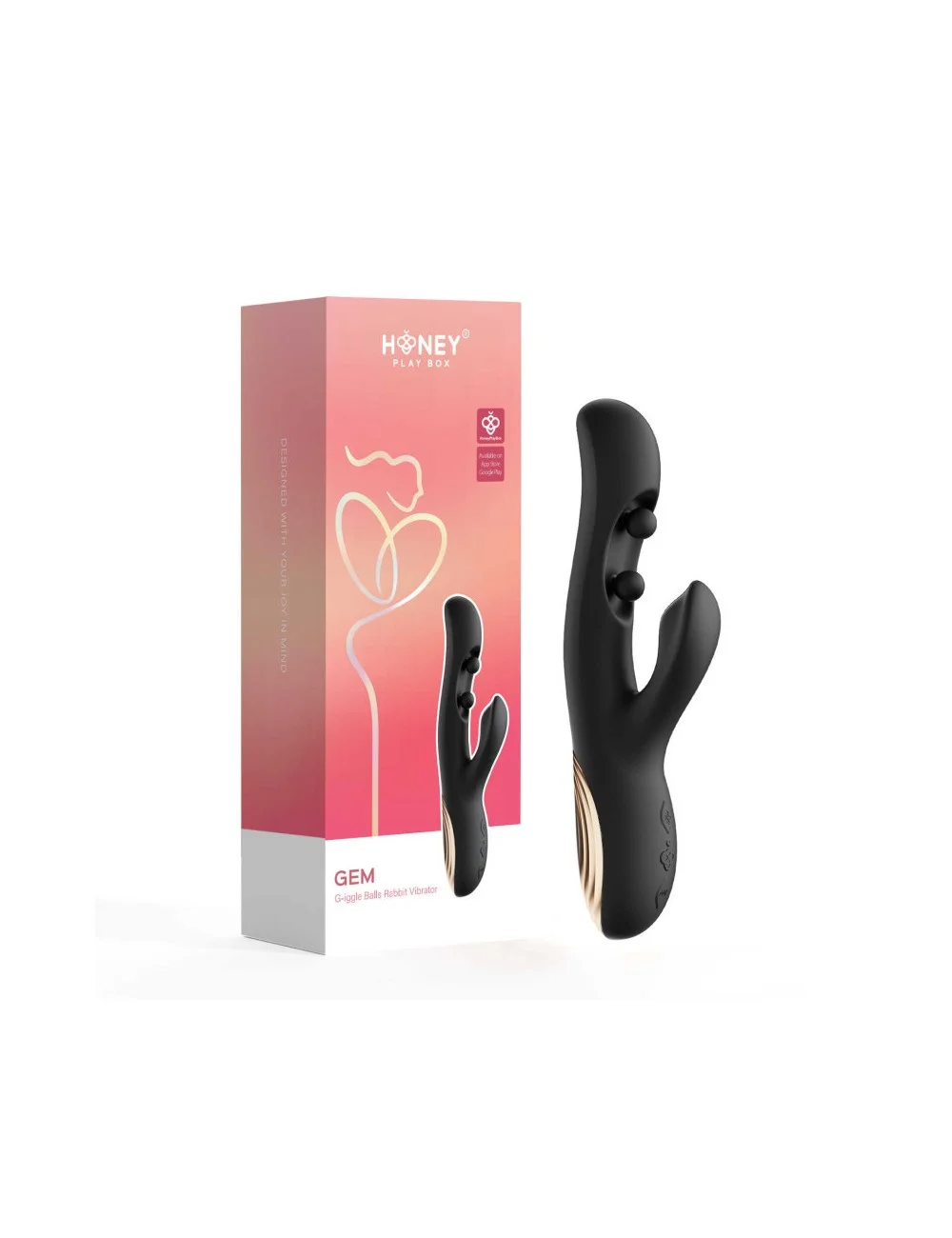 Gem vibromasseur rabbit avec capteurs de pression et application Noir Gem vibromasseur rabbit avec capteurs de pression et application Noir