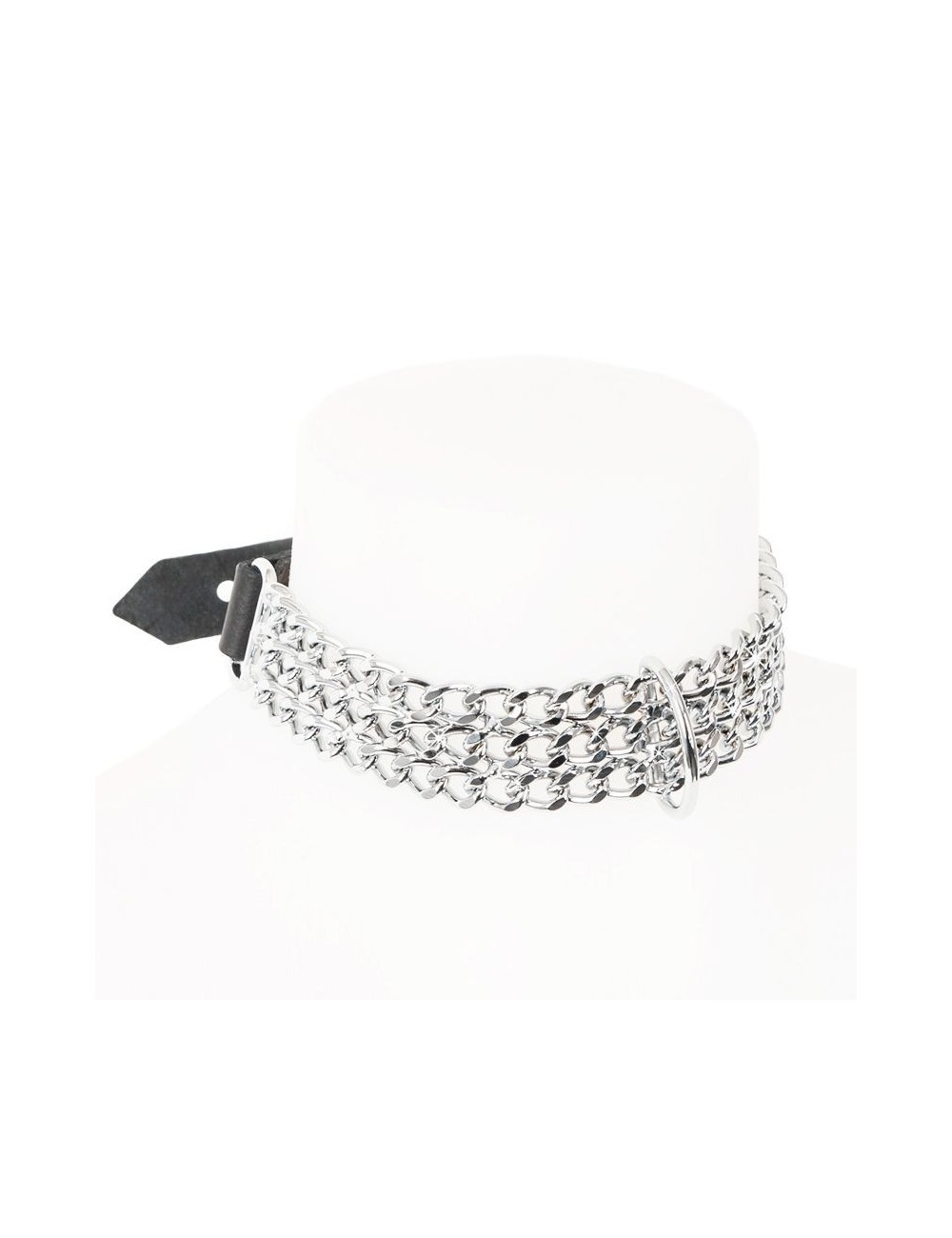 Collier Chaines cuir noir